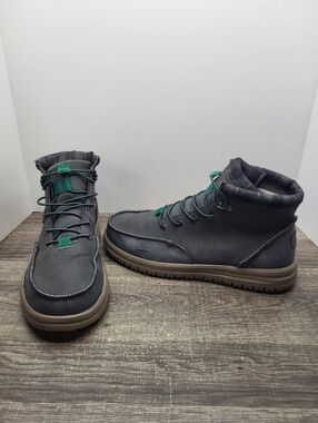 Hey Dude Bradley Charcoal Leather Ankle Lace Up Boots Mens Size 11